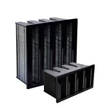 Carbon V-bank filters with activated carbon media